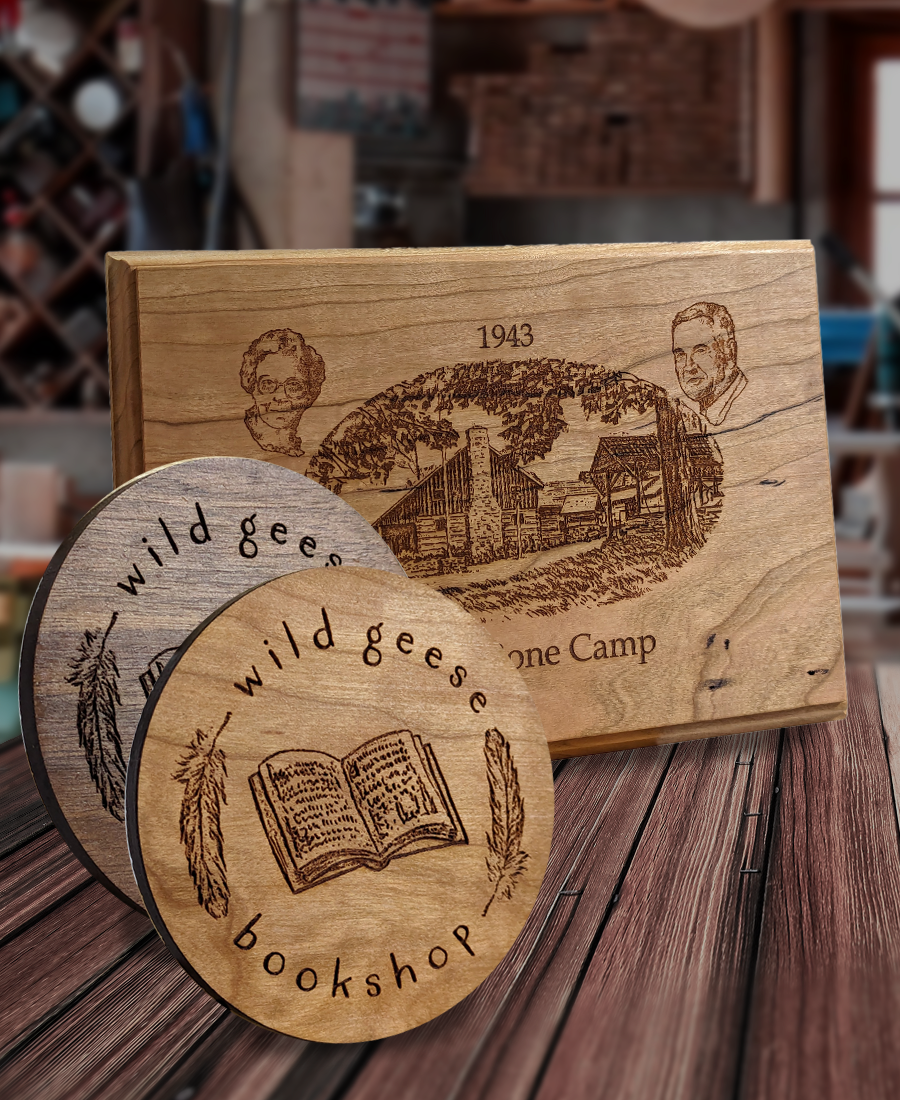 A plaque and coasters with personalized flair